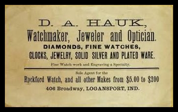 1880 Trade Card Hauk Watchmaker